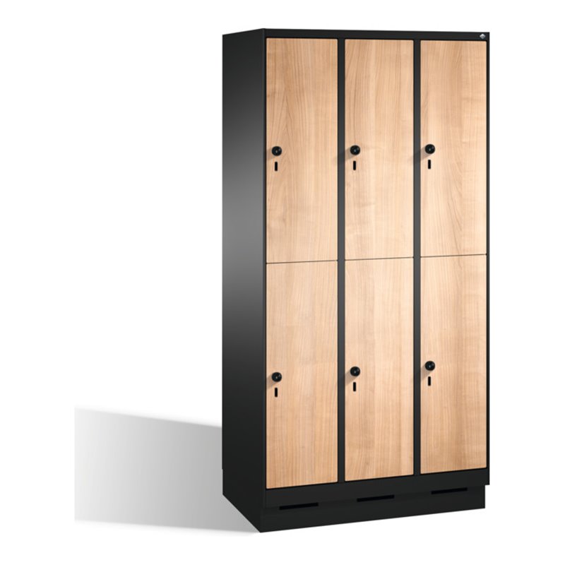 C+P Doppelstockspind Evolo auf Sockel, 6 Fächer, H1800xB900xT500mm Korpus Schwarzgrau