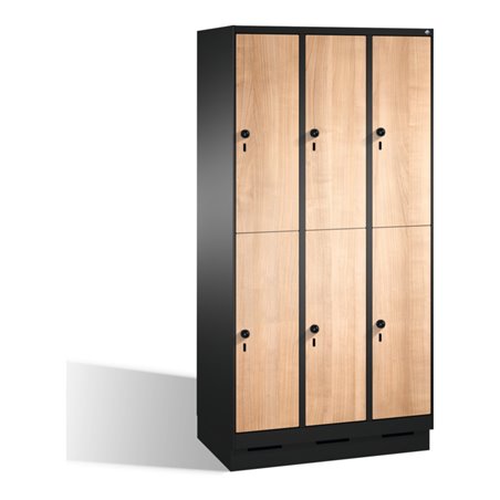 C+P Doppelstockspind Evolo auf Sockel, 6 Fächer, H1800xB900xT500mm Korpus Schwarzgrau