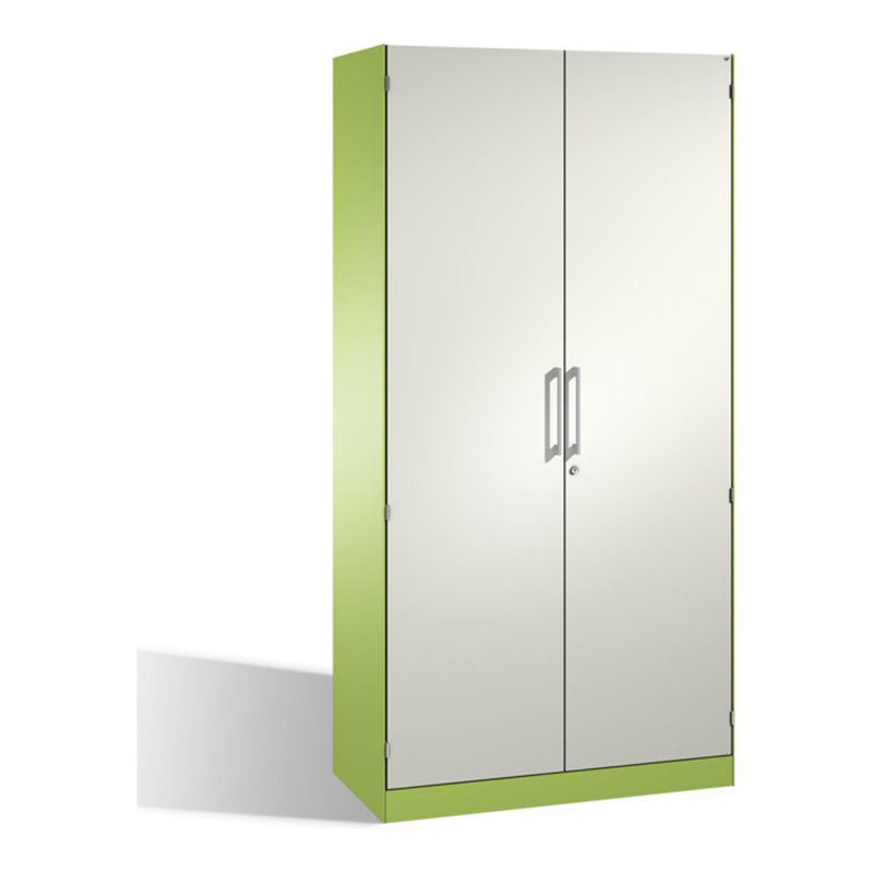 C+P Aktenschrank Asisto mit Drehtüren, 5 Ordnerhöhen, H1980xB1000xT435mm Front Reinweiß Korpus Viridingrün