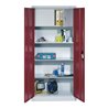 C+P Werkzeugschrank mit Drehtüren, innen 3 Böden und Wertfach, H1950xB930xT400mm Front Rubinrot Korpus Lichtgrau