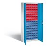 C+P Magazinschrank mit 90 Sichtlagerkästen, H1690xB700xT300mm Front Lichtblau Korpus Lichtgrau