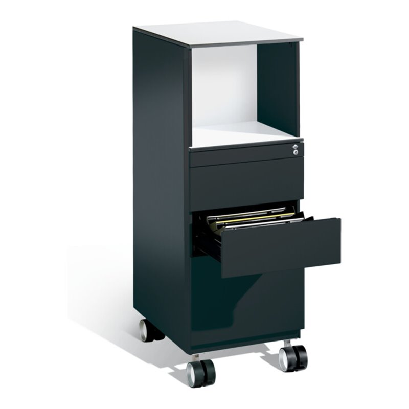 C+P Rollcontainer Asisto in Stehhöhe, H1150xB430xT600mm Schwarzgrau