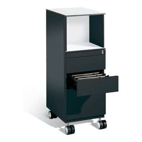 C+P Rollcontainer Asisto in Stehhöhe, H1150xB430xT600mm Schwarzgrau