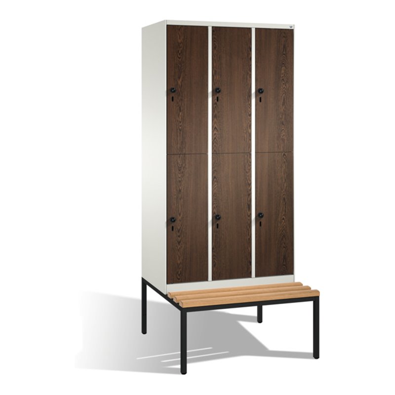 C+P Doppelstockspind Evolo mit Sitzbank, 6 Fächer, H2090xB900xT500/815mm Korpus Reinweiß