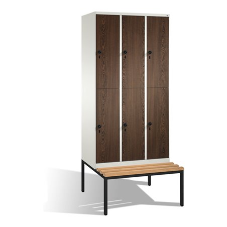 C+P Doppelstockspind Evolo mit Sitzbank, 6 Fächer, H2090xB900xT500/815mm Korpus Reinweiß