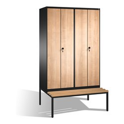C+P Doppelspind Evolo mit Sitzbank, 4 Abteile, H2090xB1200xT500/815mm Korpus Schwarzgrau