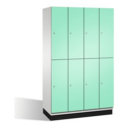 C+P Doppelstockspind Cambio auf Sockel, 8 Fächer, H1950xB1200xT525mm Front Lichtgrün Korpus Lichtgrau