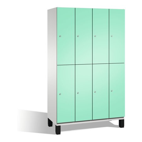 C+P Doppelstockspind Cambio auf Füßen, 8 Fächer, H1980xB1200xT525mm Front Lichtgrün Korpus Lichtgrau