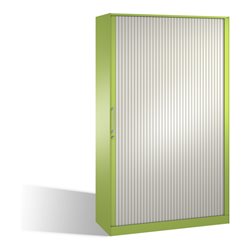 C+P Aktenschrank Asisto mit Rollladen, 5 Ordnerhöhen, H1980xB1200xT435mm Front Reinweiß Korpus Viridingrün