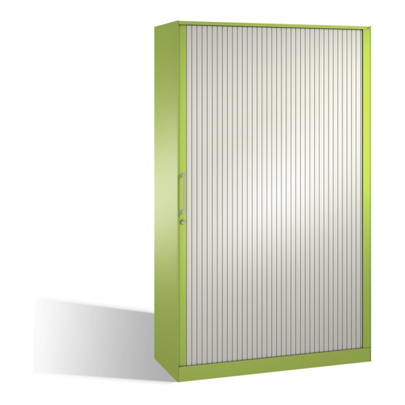C+P Aktenschrank Asisto mit Rollladen, 5 Ordnerhöhen, H1980xB1200xT435mm Front Reinweiß Korpus Viridingrün