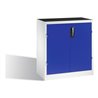 C+P Werkzeug-Beistellschrank mit Drehtüren, 2 Böden und 3 Schübe, H1000xB930xT500mm Front Enzianblau Korpus Lichtgrau