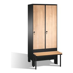 C+P Umkleidespind Evolo mit Sitzbank, 2 Abteile, H1850xB800xT500/815mm Korpus Schwarzgrau