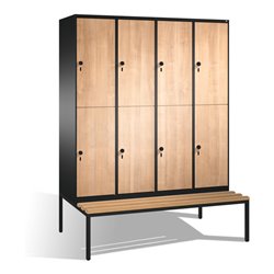 C+P Doppelstockspind Evolo mit Sitzbank, 8 Fächer, H2090xB1600xT500/815mm Korpus Schwarzgrau