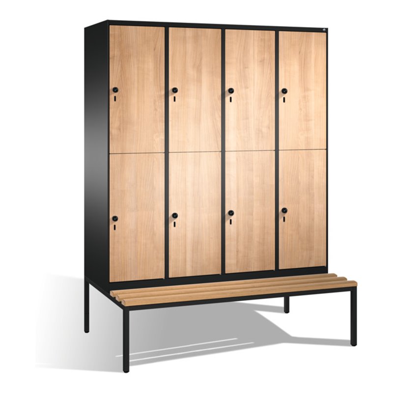 C+P Doppelstockspind Evolo mit Sitzbank, 8 Fächer, H2090xB1600xT500/815mm Korpus Schwarzgrau