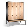 C+P Doppelstockspind Evolo mit Sitzbank, 8 Fächer, H2090xB1600xT500/815mm Korpus Schwarzgrau