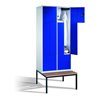 C+P Z-Spind mit Sitzbank, für 4 Personen, H2090xB820xT510/825mm Front Enzianblau Korpus Lichtgrau
