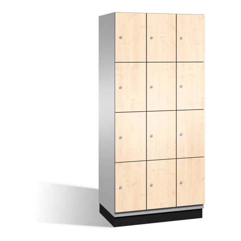 C+P Fächerschrank Cambio auf Sockel, 12 Fächer, H1950xB900xT525mm, Reinweiß/Wenge