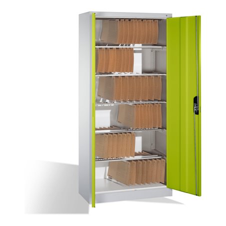 C+P Aktenschrank Acurado mit Drehtüren, innen 6 Pendelstangen, H1950xB930xT400mm Farbe Front Viridingrün