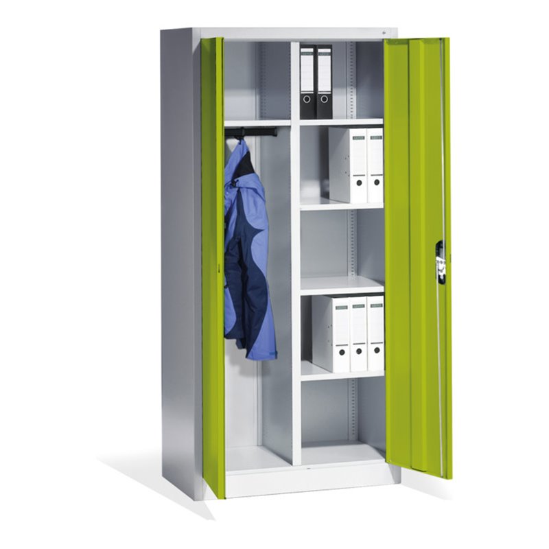 C+P Akten-Garderobenschrank Acurado mit Drehtüren, H1950xB930xT500mm Front Viridingrün Korpus Lichtgrau