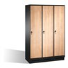 C+P Umkleidespind Evolo auf Sockel, 3 Abteile, H1800xB1200xT500mm Korpus Schwarzgrau