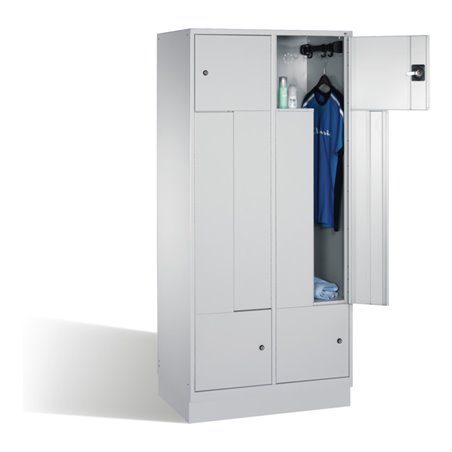 C+P Z-Spind auf Sockel, für 4 Personen, H1820xB820xT510mm Front Lichtgrau Korpus Lichtgrau