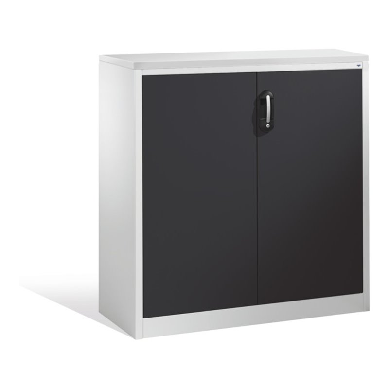 C+P Akten-Sideboard Acurado mit Drehtüren, 3 Ordnerhöhen, H1200xB1200xT400mm Front Schwarzgrau Korpus Lichtgrau