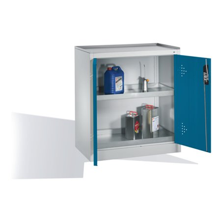 C+P Umwelt-Beistellschrank mit Drehtüren, 2 Wannenböden, H1020xB930xT500mm Front Lichtblau Korpus Lichtgrau