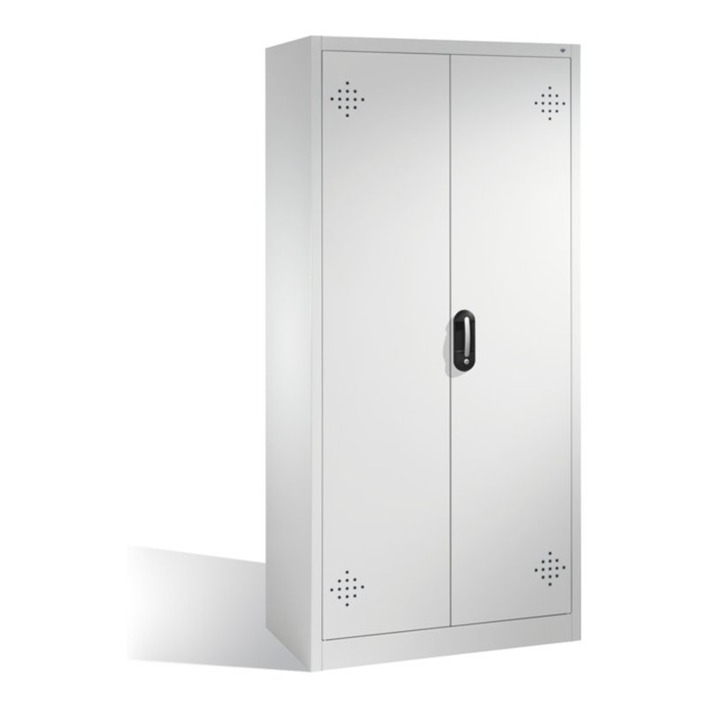 C+P Umweltschrank mit Drehtüren, 4 Polyethylen-Wannen, H1950xB930xT500mm Front Lichtgrau Korpus Lichtgrau