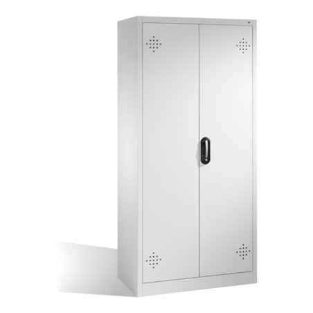 C+P Umweltschrank mit Drehtüren, 4 Polyethylen-Wannen, H1950xB930xT500mm Front Lichtgrau Korpus Lichtgrau