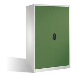 C+P Werkzeugschrank XXL mit Drehtüren, innen 4 Böden, H1950xB1200xT800mm Front Resedagrün Korpus Lichtgrau