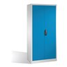 C+P Werkzeugschrank mit Drehtüren, innen 3 Böden und Wertfach, H1950xB930xT400mm Front Lichtblau Korpus Lichtgrau