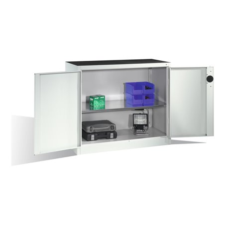 C+P Schwerlast-Beistellschrank mit Drehtüren, innen 1 Boden, H1000xB1200xT500mm Front Lichtgrau Korpus Lichtgrau