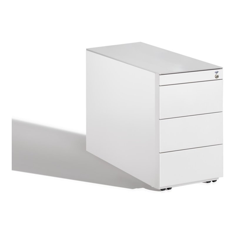 C+P Rollcontainer Asisto Small M/3/3/3, H570xB330xT800mm Front Reinweiß Korpus Reinweiß