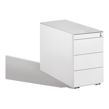 C+P Rollcontainer Asisto Small M/3/3/3, H570xB330xT800mm Front Reinweiß Korpus Reinweiß