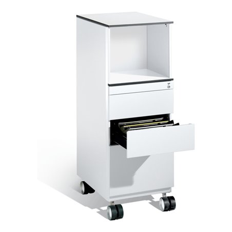 C+P Rollcontainer Asisto in Stehhöhe, H1150xB430xT600mm Front Reinweiß Korpus Reinweiß