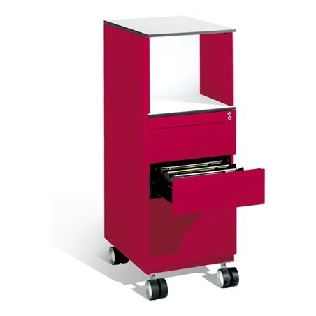 C+P Rollcontainer Asisto in Stehhöhe, H1150xB430xT600mm Himbeerrot