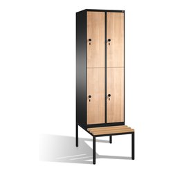 C+P Doppelstockspind Evolo mit Sitzbank, 4 Fächer, H2090xB600xT500/815mm Korpus Schwarzgrau
