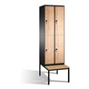 C+P Doppelstockspind Evolo mit Sitzbank, 4 Fächer, H2090xB600xT500/815mm Korpus Schwarzgrau