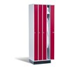 C+P Raumspar-Umkleidespind Intro, 4 Abteile, H1950xB620xT500mm Front Rubinrot Korpus Lichtgrau