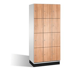 C+P Fächerschrank Cambio auf Sockel, 12 Fächer, H1950xB900xT525mm, Reinweiß/Kirsche