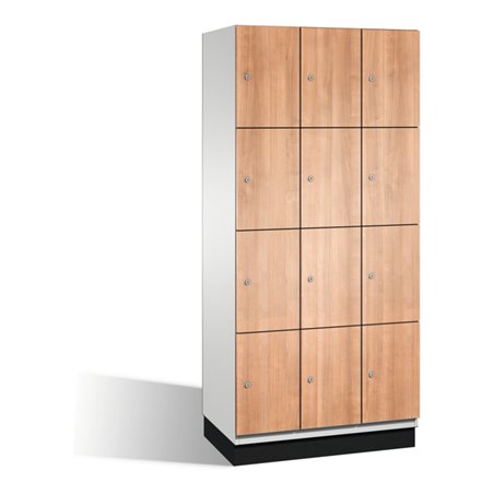 C+P Fächerschrank Cambio auf Sockel, 12 Fächer, H1950xB900xT525mm, Reinweiß/Kirsche