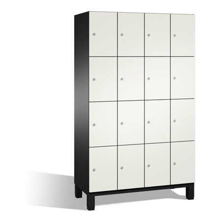 C+P Fächerschrank Cambio auf Füßen, 16 Fächer, H1980xB1200xT525mm Front Reinweiß Korpus Schwarzgrau