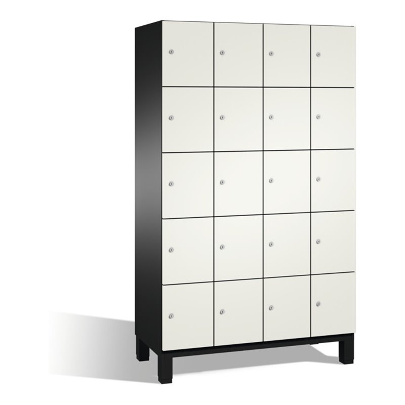 C+P Fächerschrank Cambio auf Füßen, 20 Fächer, H1980xB1200xT525mm Front Reinweiß Korpus Schwarzgrau
