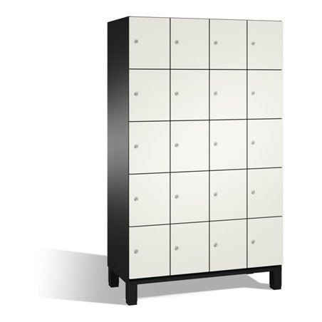C+P Fächerschrank Cambio auf Füßen, 20 Fächer, H1980xB1200xT525mm Front Reinweiß Korpus Schwarzgrau