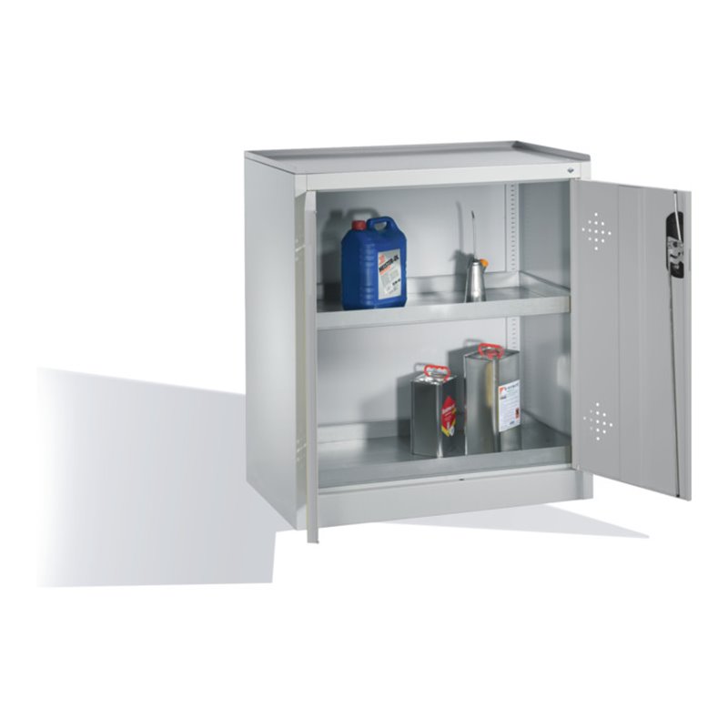 C+P Umwelt-Beistellschrank mit Drehtüren, 2 Wannenböden, H1020xB930xT500mm Front Lichtgrau Korpus Lichtgrau