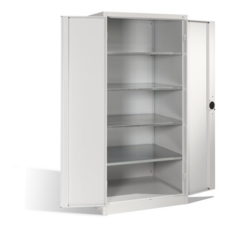 C+P Schwerlast-Werkzeugschrank XXL mit Drehtüren, innen 4 Böden, H1950xB930xT800mm Front Lichtgrau Korpus Lichtgrau