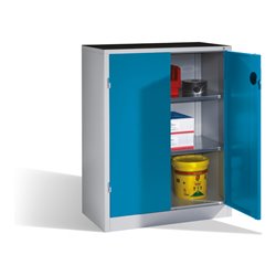 C+P Schwerlast-Beistellschrank mit Drehtüren, innen 2 Böden, H1200xB930xT500mm Front Lichtblau Korpus Lichtgrau