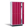 C+P Raumspar-Umkleidespind Intro, 6 Abteile, H1950xB920xT500mm Front Rubinrot Korpus Lichtgrau