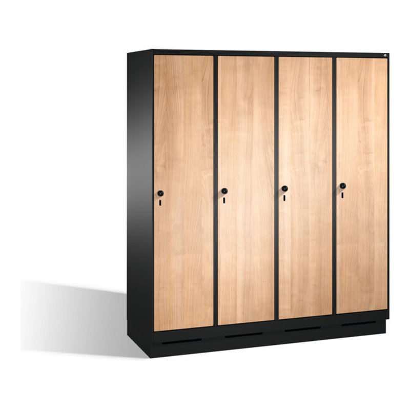 C+P Umkleidespind Evolo auf Sockel, 4 Abteile, H1800xB1600xT500mm Korpus Schwarzgrau