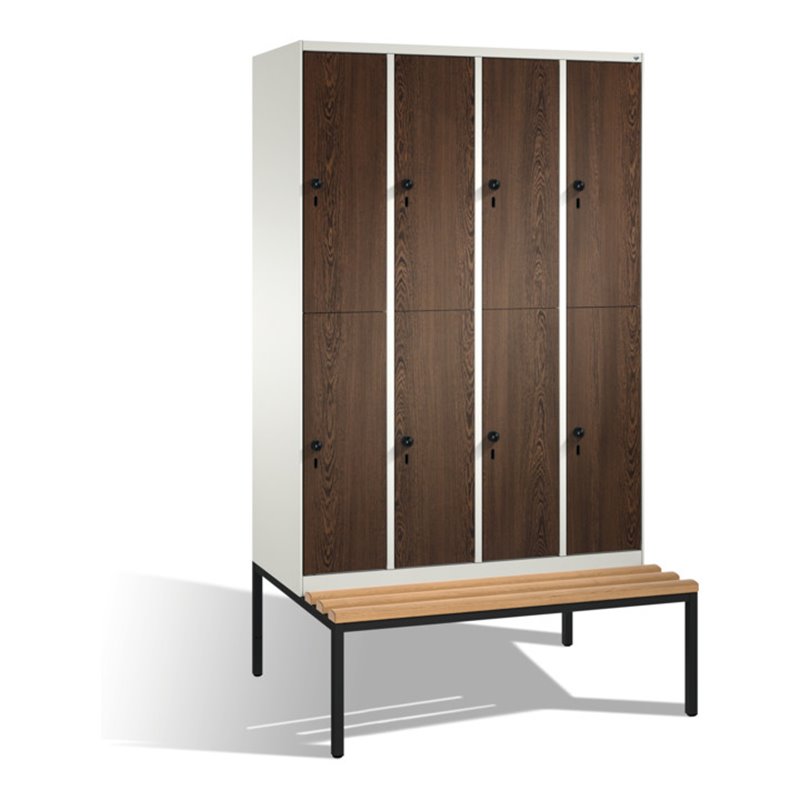 C+P Doppelstockspind Evolo mit Sitzbank, 8 Fächer, H2090xB1200xT500/815mm Korpus Reinweiß